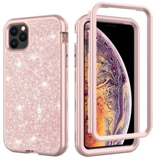 For iPhone 11 Pro 3 in 1 Glitter Solid Color TPU + PC Shockproof Case(Rose Gold)