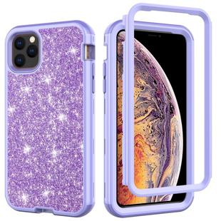 For iPhone 11 Pro 3 in 1 Glitter Solid Color TPU + PC Shockproof Case(Light Purple)