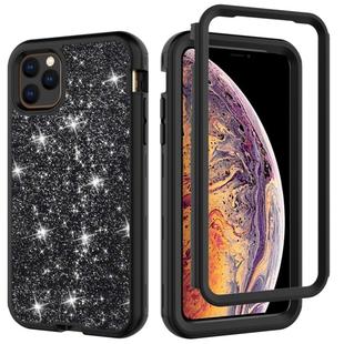For iPhone 11 Pro Max 3 in 1 Glitter Solid Color TPU + PC Shockproof Case(Black)