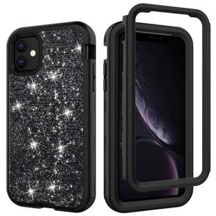 For iPhone 11 3 in 1 Glitter Solid Color TPU + PC Shockproof Case(Black)