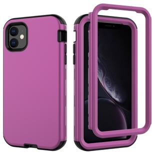 For iPhone 11 3 in 1 Leather Oil TPU + PC Shockproof Case(Dark Purple)