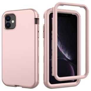 For iPhone 11 3 in 1 Leather Oil TPU + PC Shockproof Case(Rose Gold)