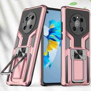 For Huawei Mate 40 Armor 2 in 1 PC + TPU Magnetic Shockproof Case with Foldable Holder(Rose Gold)