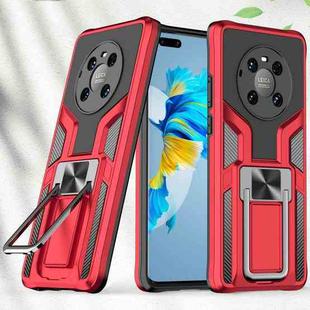 For Huawei Mate 40 Pro Armor 2 in 1 PC + TPU Magnetic Shockproof Case with Foldable Holder(Red)