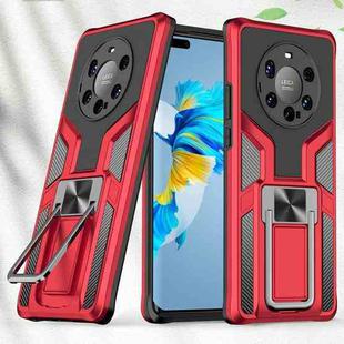 For Huawei Mate 40 Pro+ Armor 2 in 1 PC + TPU Magnetic Shockproof Case with Foldable Holder(Red)