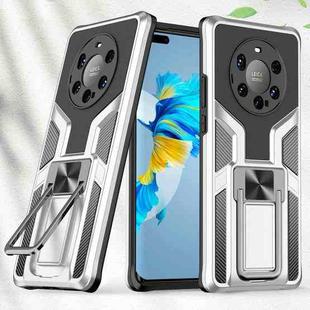 For Huawei Mate 40 Pro+ Armor 2 in 1 PC + TPU Magnetic Shockproof Case with Foldable Holder(Silver)