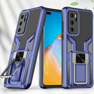 For Huawei P40 Armor 2 in 1 PC + TPU Magnetic Shockproof Case with Foldable Holder(Blue)