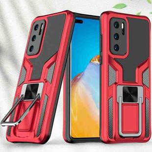 For Huawei P40 Armor 2 in 1 PC + TPU Magnetic Shockproof Case with Foldable Holder(Red)