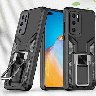 For Huawei P40 Armor 2 in 1 PC + TPU Magnetic Shockproof Case with Foldable Holder(Black)