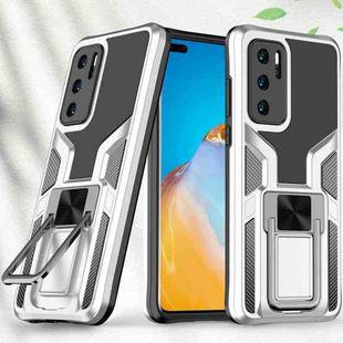 For Huawei P40 Armor 2 in 1 PC + TPU Magnetic Shockproof Case with Foldable Holder(Silver)