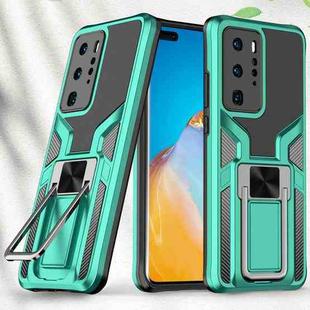 For Huawei P40 Pro Armor 2 in 1 PC + TPU Magnetic Shockproof Case with Foldable Holder(Green)