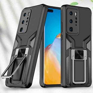 For Huawei P40 Pro Armor 2 in 1 PC + TPU Magnetic Shockproof Case with Foldable Holder(Black)