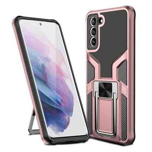 For Samsung Galaxy S21+ 5G Armor 2 in 1 PC + TPU Magnetic Shockproof Case with Foldable Holder(Rose Gold)