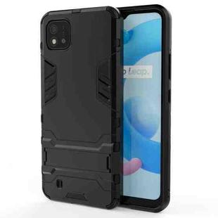 For OPPO Realme C20 PC + TPU Shockproof Protective Case with Invisible Holder(Black)