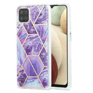 For Samsung Galaxy A12 3D Electroplating Marble Pattern TPU Protective Case(Dark Purple)