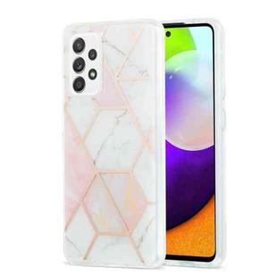 For Samsung Galaxy A52 5G / 4G 3D Electroplating Marble Pattern TPU Protective Case(Pink White)