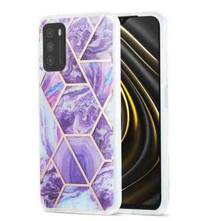For Xiaomi Poco M3 / Note 9 4G / Redmi 9 Power / Redmi 9T 3D Electroplating Marble Pattern TPU Protective Case(Dark Purple)