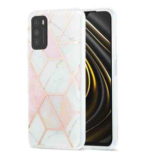 For Xiaomi Poco M3 / Note 9 4G / Redmi 9 Power / Redmi 9T 3D Electroplating Marble Pattern TPU Protective Case(Pink White)