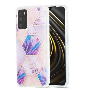 For Xiaomi Poco M3 / Note 9 4G / Redmi 9 Power / Redmi 9T 3D Electroplating Marble Pattern TPU Protective Case(Light Purple)