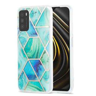For Xiaomi Poco M3 / Note 9 4G / Redmi 9 Power / Redmi 9T 3D Electroplating Marble Pattern TPU Protective Case(Green)