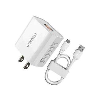 WK WP-U57 Max 18W Maxspeed QC3.0 Fast Charger + USB to Type-C / USB-C Data Cable, Plug Type:US Plug