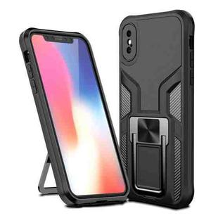 For iPhone XS Max Armor 2 in 1 PC + TPU Magnetic Shockproof Case with Foldable Holder(Black)
