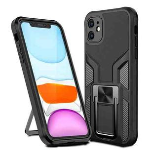 For iPhone 11 Armor 2 in 1 PC + TPU Magnetic Shockproof Case with Foldable Holder (Black)