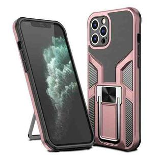 For iPhone 11 Pro Armor 2 in 1 PC + TPU Magnetic Shockproof Case with Foldable Holder (Rose Gold)