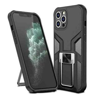 For iPhone 11 Pro Max Armor 2 in 1 PC + TPU Magnetic Shockproof Case with Foldable Holder (Black)