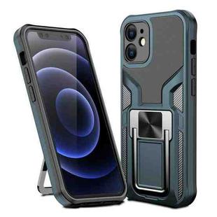 For iPhone 12 mini Armor 2 in 1 PC + TPU Magnetic Shockproof Case with Foldable Holder (Cyan)