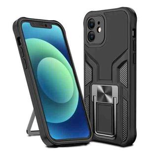 For iPhone 12 Armor 2 in 1 PC + TPU Magnetic Shockproof Case with Foldable Holder(Black)