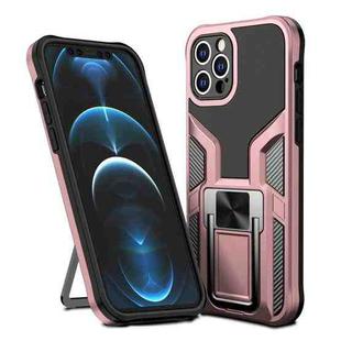 For iPhone 12 Pro Armor 2 in 1 PC + TPU Magnetic Shockproof Case with Foldable Holder(Rose Gold)