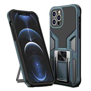 For iPhone 12 Pro Armor 2 in 1 PC + TPU Magnetic Shockproof Case with Foldable Holder(Cyan)