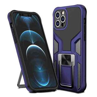 For iPhone 12 Pro Max Armor 2 in 1 PC + TPU Magnetic Shockproof Case with Foldable Holder(Blue)