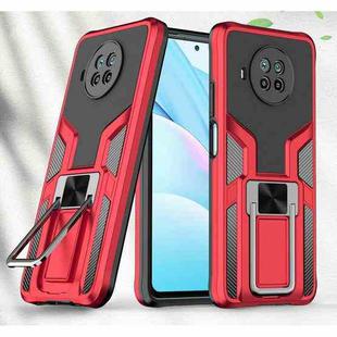 For Xiaomi Mi 10T Lite 5G Armor 2 in 1 PC + TPU Magnetic Shockproof Case with Foldable Holder(Red)