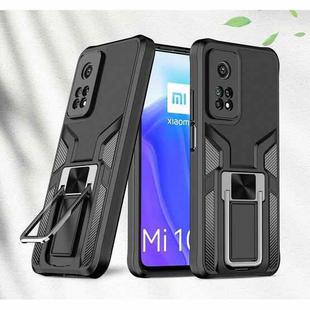 For Xiaomi Mi 10T Pro 5G Armor 2 in 1 PC + TPU Magnetic Shockproof Case with Foldable Holder(Black)