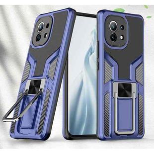 For Xiaomi Mi 11 Armor 2 in 1 PC + TPU Magnetic Shockproof Case with Foldable Holder(Blue)