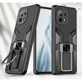 For Xiaomi Mi 11 Armor 2 in 1 PC + TPU Magnetic Shockproof Case with Foldable Holder(Black)