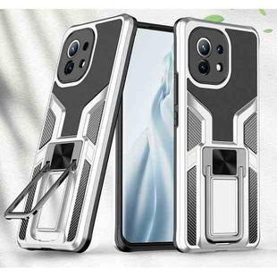 For Xiaomi Mi 11 Armor 2 in 1 PC + TPU Magnetic Shockproof Case with Foldable Holder(Silver)