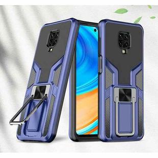 For Xiaomi Redmi Note 9 Pro Armor 2 in 1 PC + TPU Magnetic Shockproof Case with Foldable Holder(Blue)
