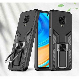 For Xiaomi Redmi Note 9 Pro Armor 2 in 1 PC + TPU Magnetic Shockproof Case with Foldable Holder(Black)