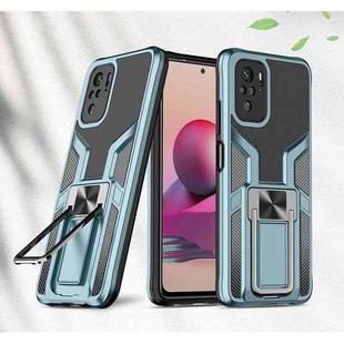 For Xiaomi Redmi Note 10 Armor 2 in 1 PC + TPU Magnetic Shockproof Case with Foldable Holder(Cyan)