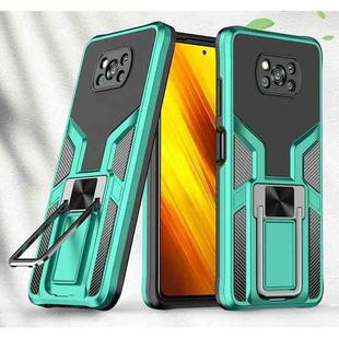 For Xiaomi Poco X3 NFC Armor 2 in 1 PC + TPU Magnetic Shockproof Case with Foldable Holder(Green)