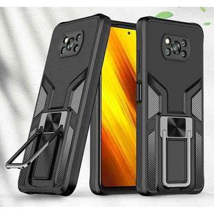 For Xiaomi Poco X3 NFC Armor 2 in 1 PC + TPU Magnetic Shockproof Case with Foldable Holder(Black)