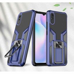 For Xiaomi Redmi 9A Armor 2 in 1 PC + TPU Magnetic Shockproof Case with Foldable Holder(Blue)