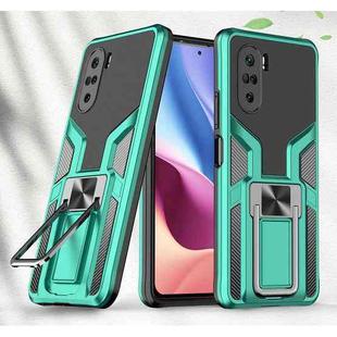 For Xiaomi Redmi K40 / K40 Pro Armor 2 in 1 PC + TPU Magnetic Shockproof Case with Foldable Holder(Green)