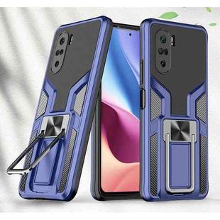 For Xiaomi Redmi K40 / K40 Pro Armor 2 in 1 PC + TPU Magnetic Shockproof Case with Foldable Holder(Blue)