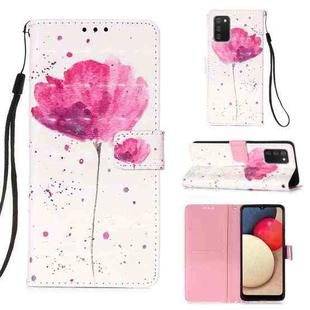 For Samsung Galaxy A02s(US Version) 3D Painting Horizontal Flip Leather Case with Holder & Card Slot & Wallet & Lanyard(Pink Flower)