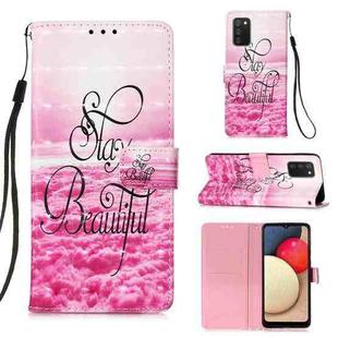 For Samsung Galaxy A02s(EU Version) 3D Painting Horizontal Flip Leather Case with Holder & Card Slot & Wallet & Lanyard(Pink Clouds)