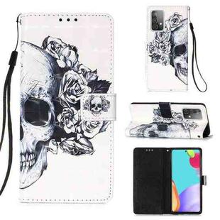 For Samsung Galaxy A52 5G / 4G 3D Painting Horizontal Flip Leather Case with Holder & Card Slot & Wallet & Lanyard(Skull)